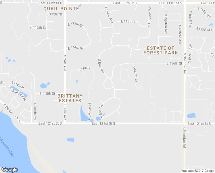 map of restaurants, bars, coffee shops, grocery stores, and more near 5407 East 118th Street in Tulsa