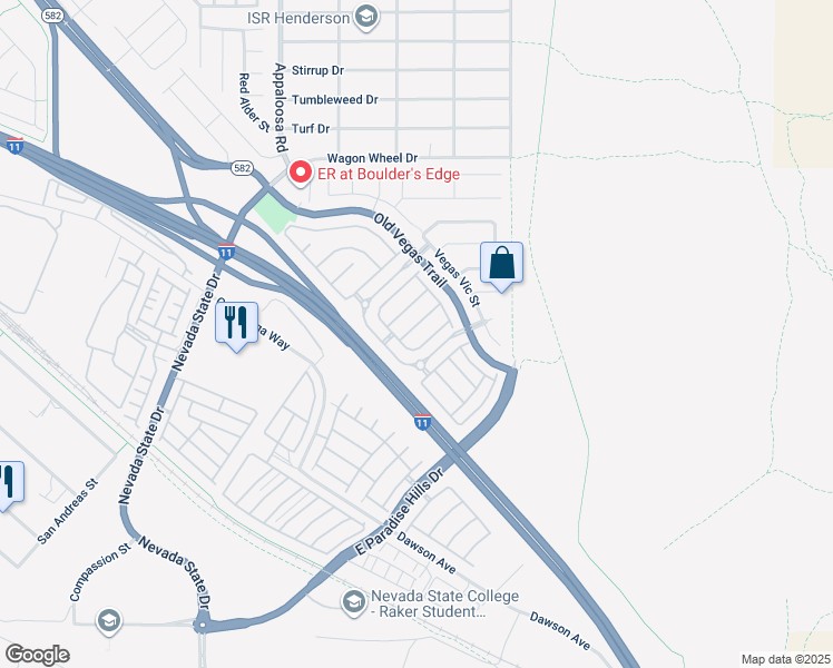 map of restaurants, bars, coffee shops, grocery stores, and more near 1565 Buffalo Brubaker Lane in Henderson