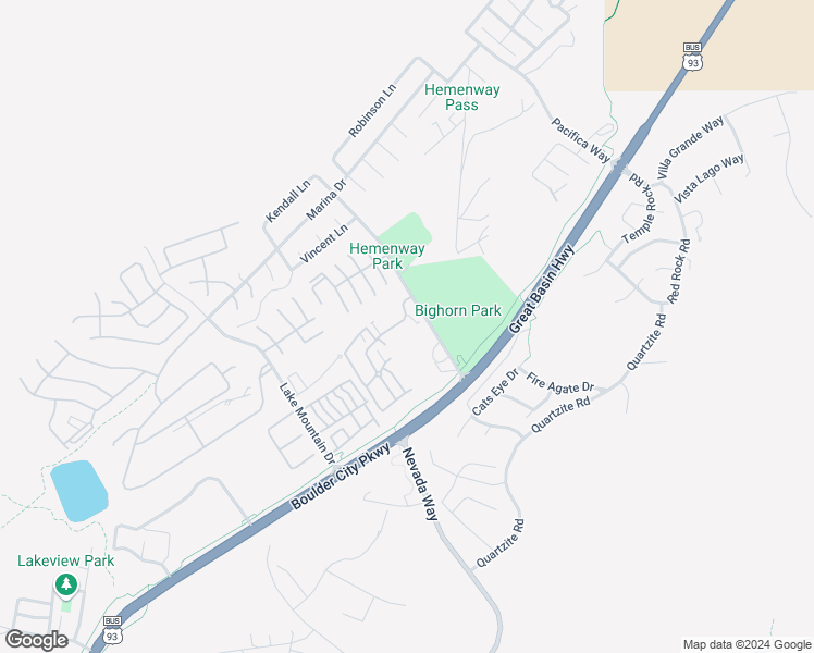 map of restaurants, bars, coffee shops, grocery stores, and more near 251 Bighorn Drive in Boulder City
