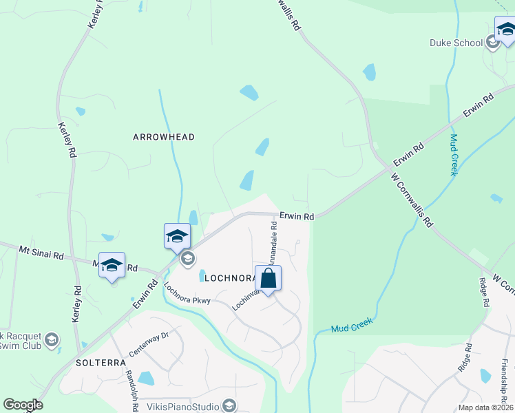 map of restaurants, bars, coffee shops, grocery stores, and more near 4518 Erwin Road in Durham