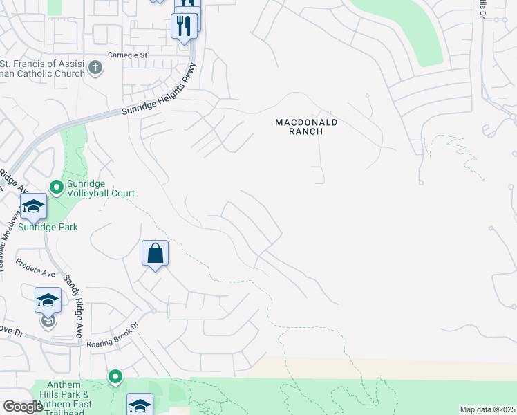 map of restaurants, bars, coffee shops, grocery stores, and more near 2135 King Crest Court in Henderson