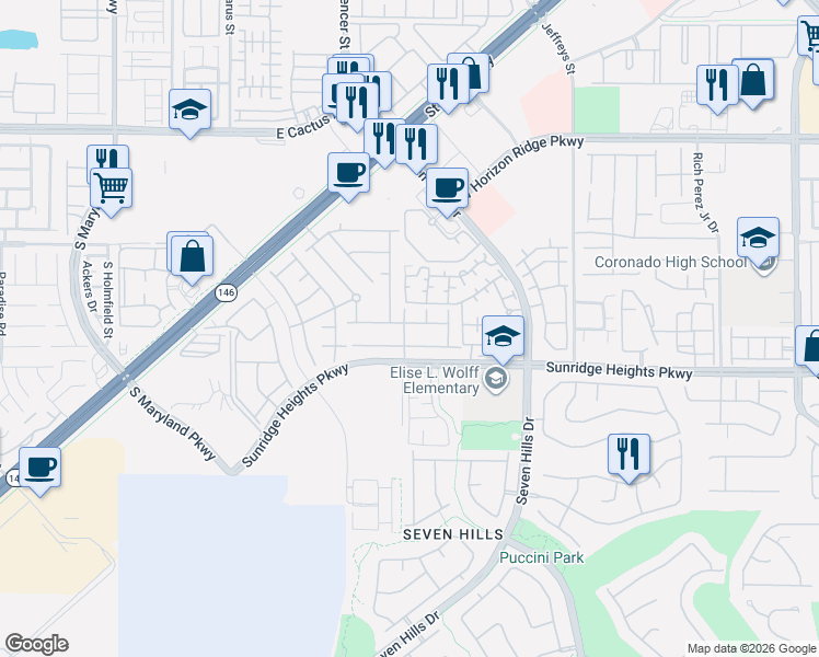 map of restaurants, bars, coffee shops, grocery stores, and more near 3124 Mossfield Avenue in Henderson