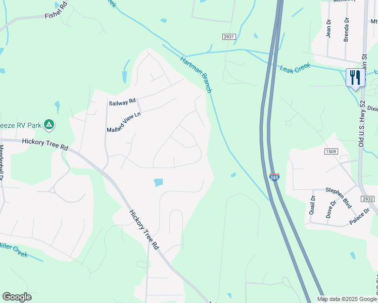 map of restaurants, bars, coffee shops, grocery stores, and more near 111 Twisted Cypress Lane in Winston-Salem