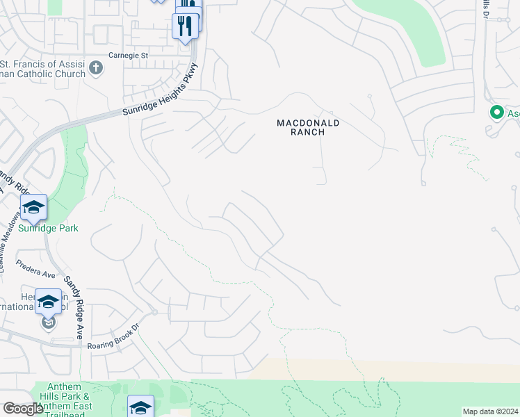 map of restaurants, bars, coffee shops, grocery stores, and more near 2153 King Crest Court in Henderson