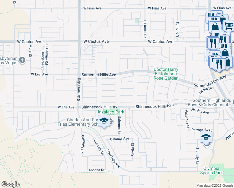 map of restaurants, bars, coffee shops, grocery stores, and more near 10824 Vineyard Pass Street in Las Vegas