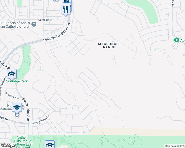map of restaurants, bars, coffee shops, grocery stores, and more near 2153 King Crest Court in Henderson