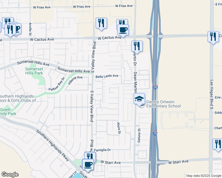 map of restaurants, bars, coffee shops, grocery stores, and more near 10824 Rosalba Street in Las Vegas