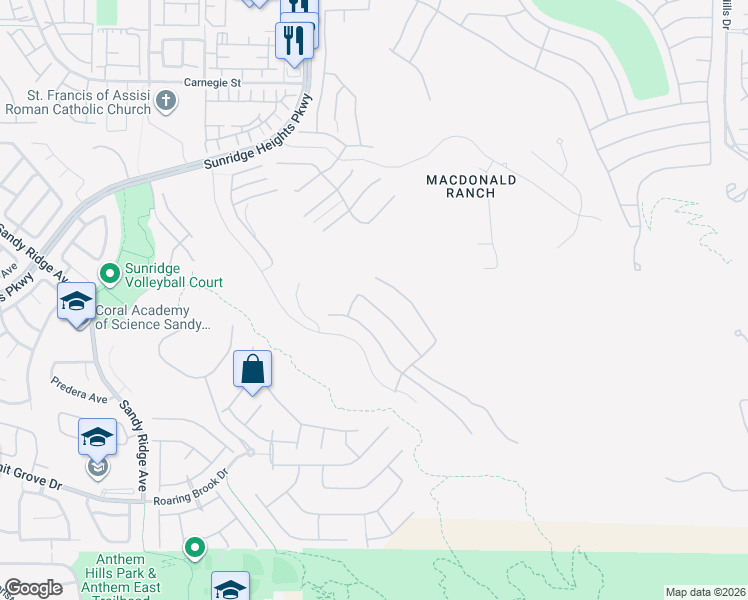map of restaurants, bars, coffee shops, grocery stores, and more near 2148 Havensight Lane in Henderson