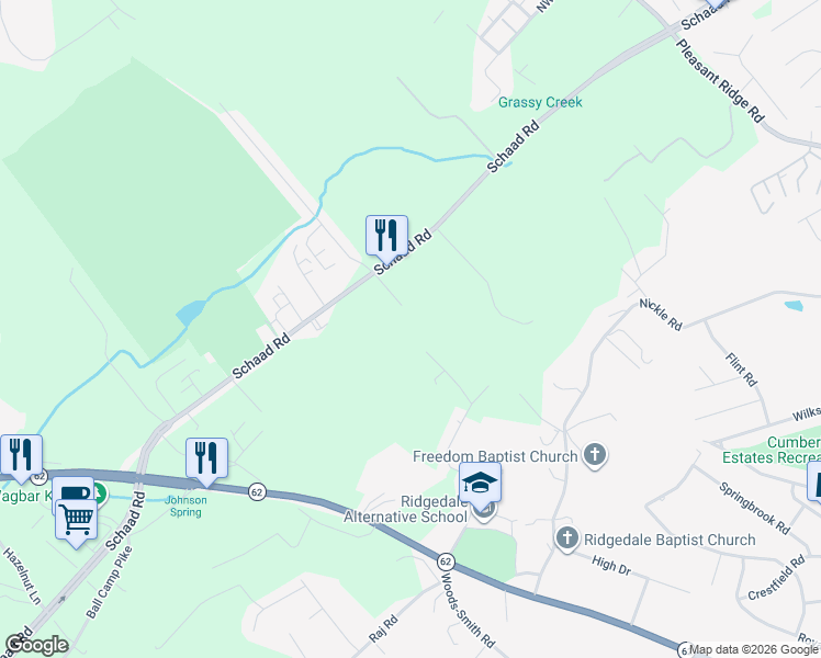 map of restaurants, bars, coffee shops, grocery stores, and more near 6601 Hilda Lane in Knoxville