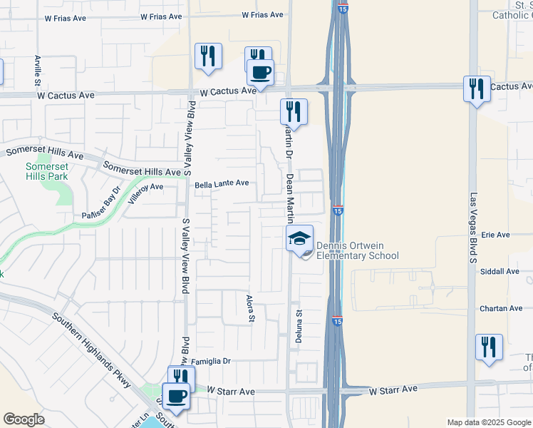 map of restaurants, bars, coffee shops, grocery stores, and more near 3338 Fico Avenue in Las Vegas