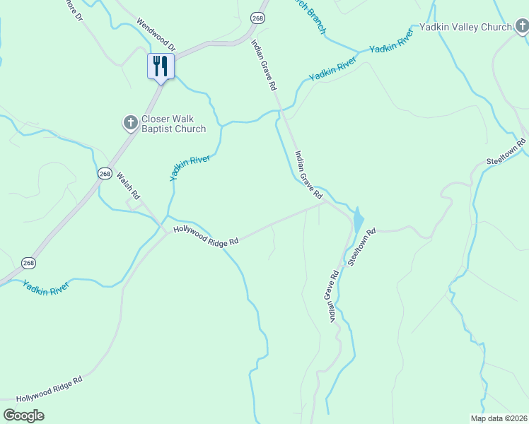 map of restaurants, bars, coffee shops, grocery stores, and more near 3944 Hollywood Ridge Road in Lenoir
