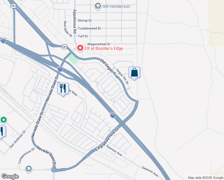 map of restaurants, bars, coffee shops, grocery stores, and more near 1569 Buffalo Brubaker Lane in Henderson