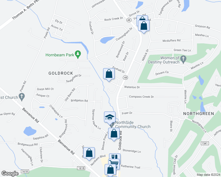 map of restaurants, bars, coffee shops, grocery stores, and more near 928 South Hornbeam Drive in Rocky Mount