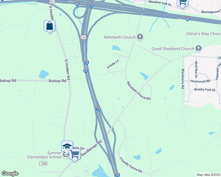 map of restaurants, bars, coffee shops, grocery stores, and more near 4808 Old Randleman Road in Greensboro