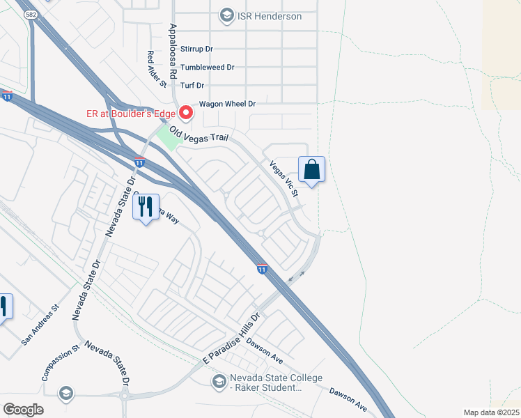 map of restaurants, bars, coffee shops, grocery stores, and more near 1555 Buffalo Brubaker Lane in Henderson