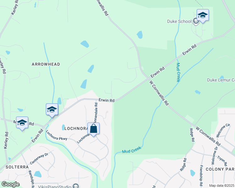 map of restaurants, bars, coffee shops, grocery stores, and more near 4407 Erwin Road in Durham