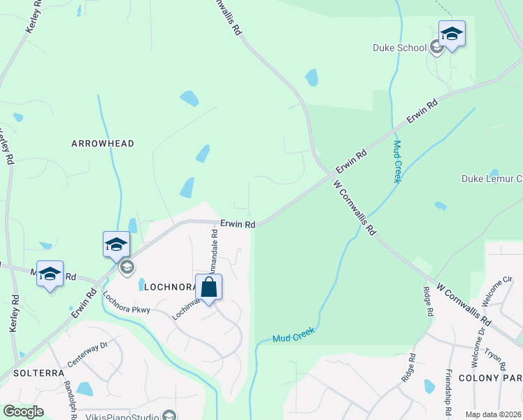 map of restaurants, bars, coffee shops, grocery stores, and more near 4407 Erwin Road in Durham