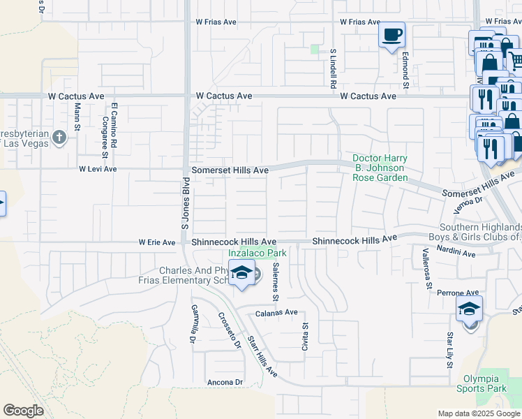 map of restaurants, bars, coffee shops, grocery stores, and more near 5785 Farmhouse Court in Las Vegas
