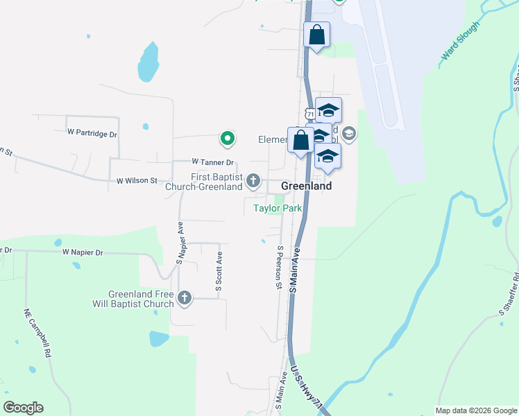 map of restaurants, bars, coffee shops, grocery stores, and more near 53 Damaron Avenue in Fayetteville