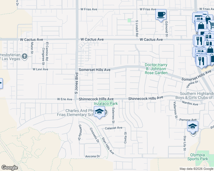 map of restaurants, bars, coffee shops, grocery stores, and more near 5785 Farmhouse Court in Las Vegas