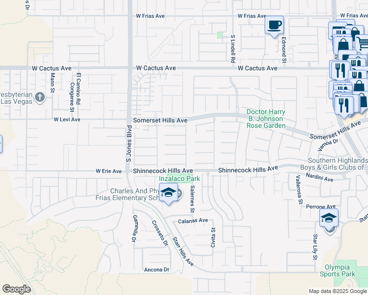 map of restaurants, bars, coffee shops, grocery stores, and more near 5775 Farmhouse Court in Las Vegas