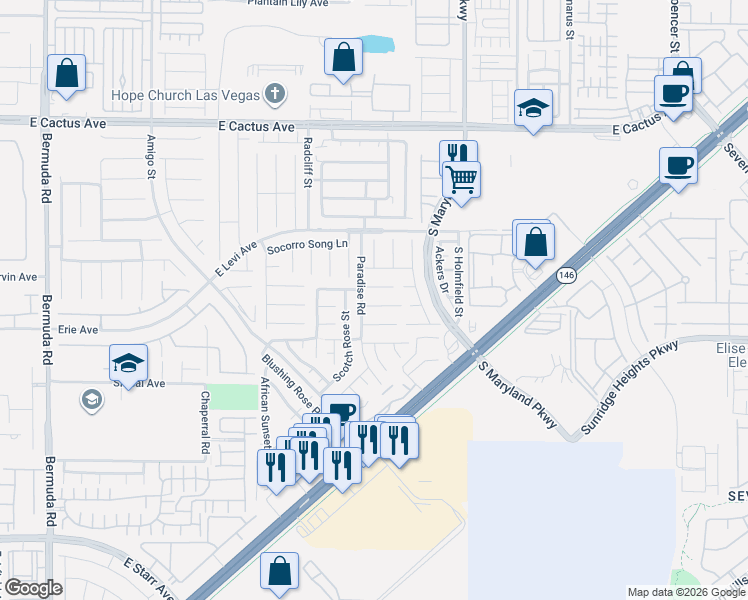 map of restaurants, bars, coffee shops, grocery stores, and more near 1036 Bearpaw Catch Court in Henderson