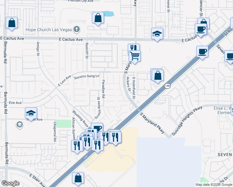 map of restaurants, bars, coffee shops, grocery stores, and more near 1098 East Sonoran Hope Avenue in Henderson