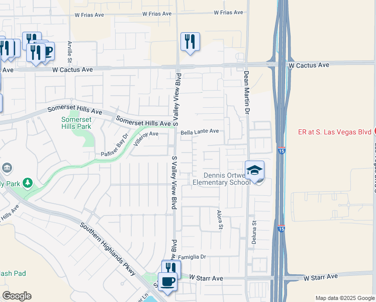 map of restaurants, bars, coffee shops, grocery stores, and more near 3694 Sanucci Court in Las Vegas