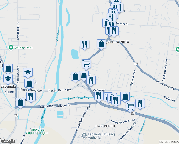 map of restaurants, bars, coffee shops, grocery stores, and more near 201 East Solano Lane in Santa Cruz