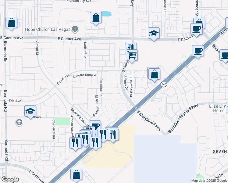map of restaurants, bars, coffee shops, grocery stores, and more near 1098 East Sonoran Hope Avenue in Henderson