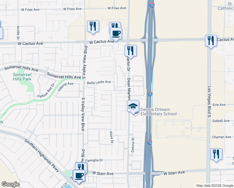 map of restaurants, bars, coffee shops, grocery stores, and more near 3336 Umbria Gardens Avenue in Las Vegas