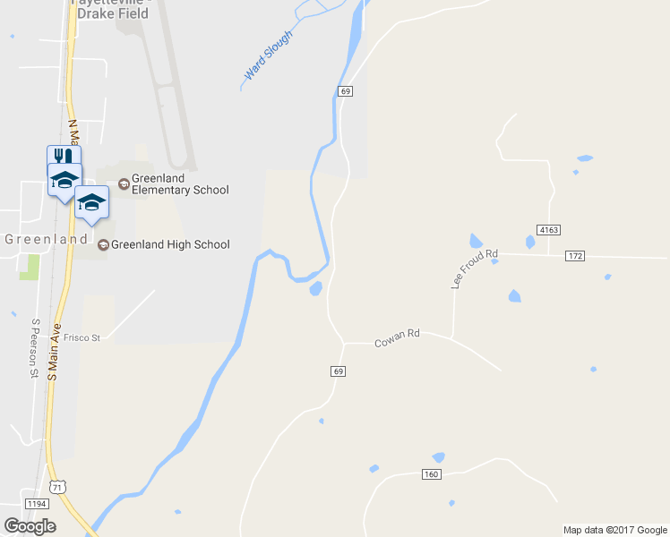 map of restaurants, bars, coffee shops, grocery stores, and more near 4800 South Shaeffer Road in Fayetteville