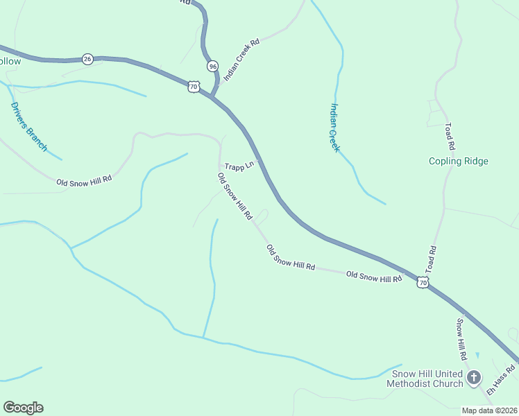map of restaurants, bars, coffee shops, grocery stores, and more near 2046 Old Snow Hill Road in Dowelltown