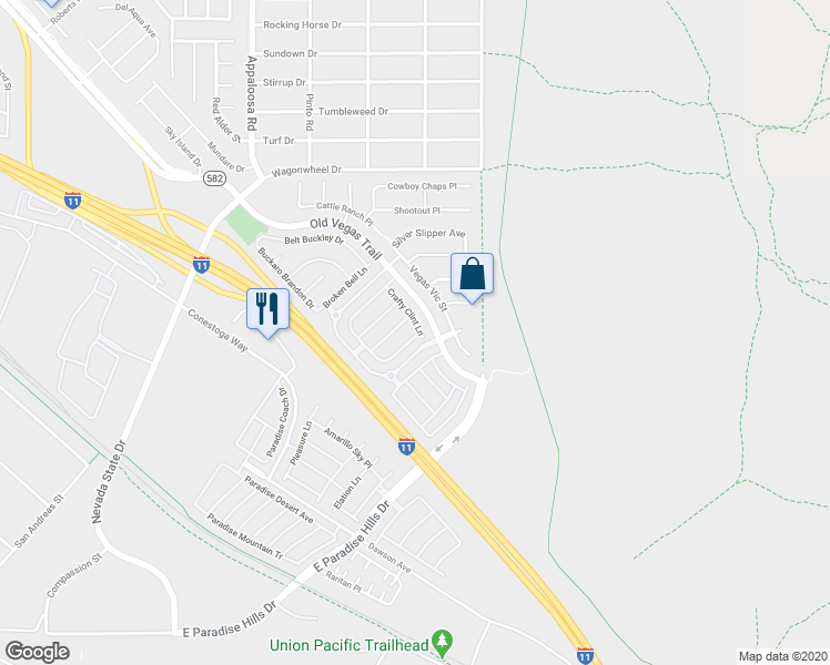 map of restaurants, bars, coffee shops, grocery stores, and more near 1588 Wild Willey Way in Henderson