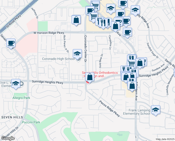 map of restaurants, bars, coffee shops, grocery stores, and more near 989 Wagner Valley Street in Henderson