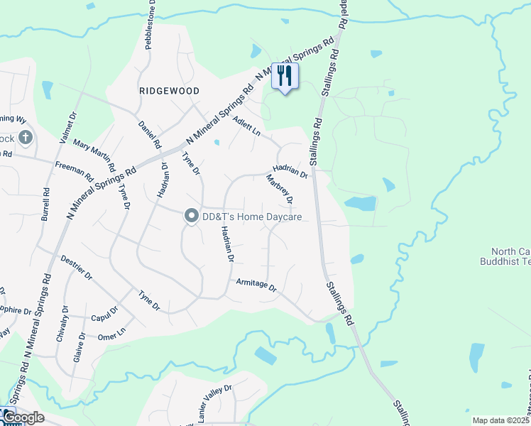 map of restaurants, bars, coffee shops, grocery stores, and more near 8 North Berrymeadow Lane in Durham