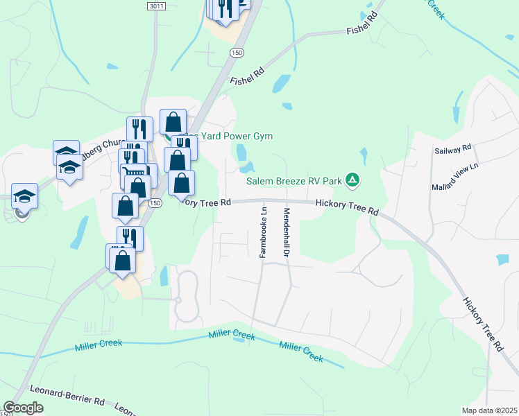 map of restaurants, bars, coffee shops, grocery stores, and more near 3112 Hickory Tree Road in Winston-Salem
