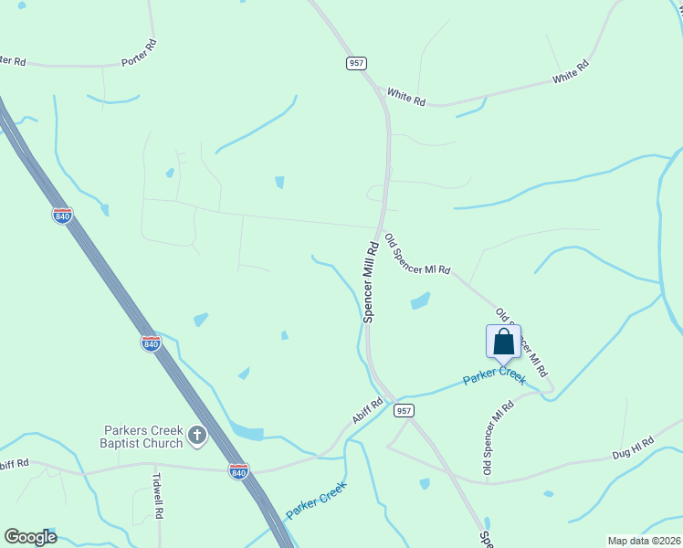 map of restaurants, bars, coffee shops, grocery stores, and more near 2420 Spencer Mill Road in Burns