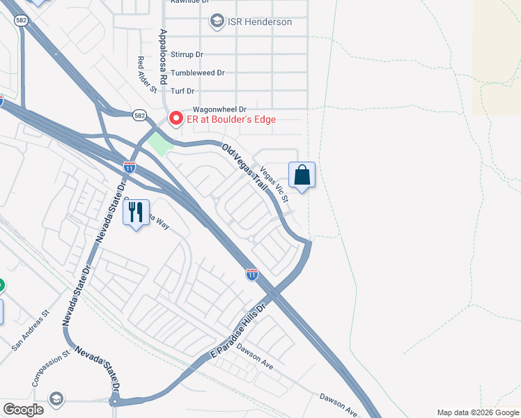 map of restaurants, bars, coffee shops, grocery stores, and more near 1591 Buffalo Brubaker Lane in Henderson