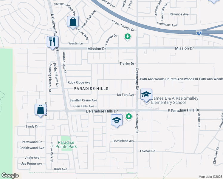 map of restaurants, bars, coffee shops, grocery stores, and more near 1060 Sierra View Court in Henderson