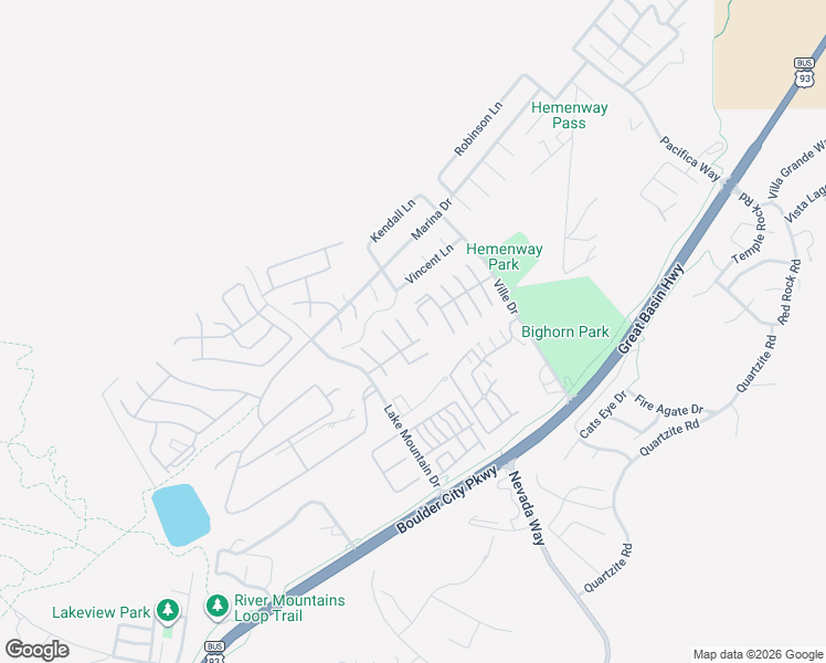 map of restaurants, bars, coffee shops, grocery stores, and more near 450 America Court in Boulder City
