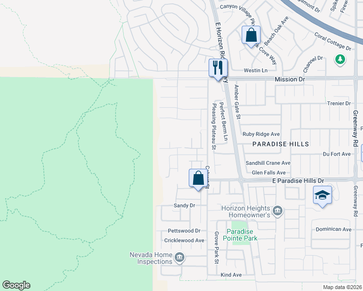 map of restaurants, bars, coffee shops, grocery stores, and more near 1037 White Willow Court in Henderson
