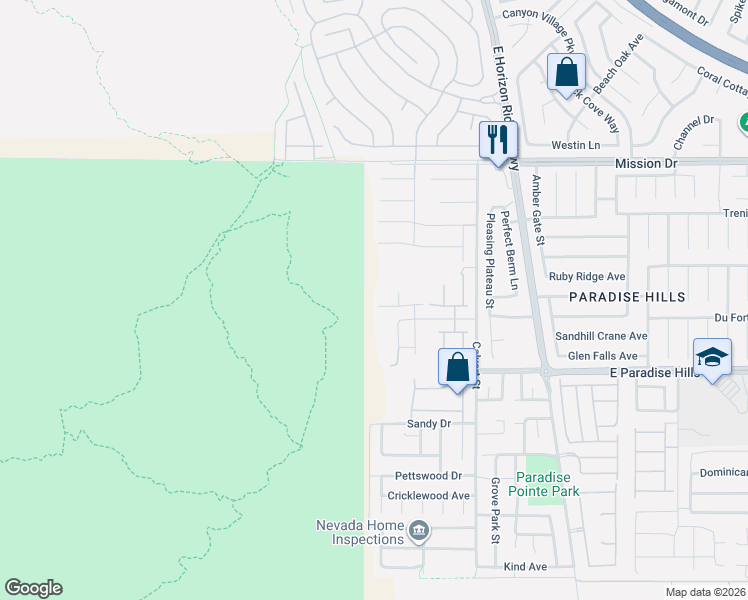 map of restaurants, bars, coffee shops, grocery stores, and more near 176 Bellevue Peak Street in Henderson