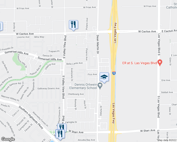 map of restaurants, bars, coffee shops, grocery stores, and more near 3370 Villa Fiori Avenue in Las Vegas