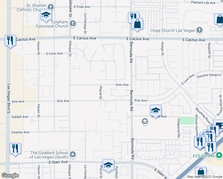 map of restaurants, bars, coffee shops, grocery stores, and more near Roland Falls Lane in Enterprise