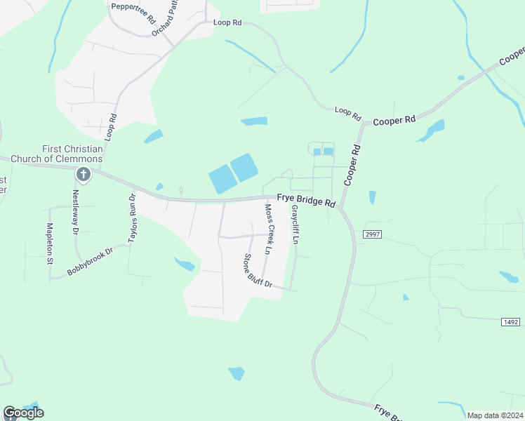 map of restaurants, bars, coffee shops, grocery stores, and more near 5304 Moss Creek Lane in Clemmons