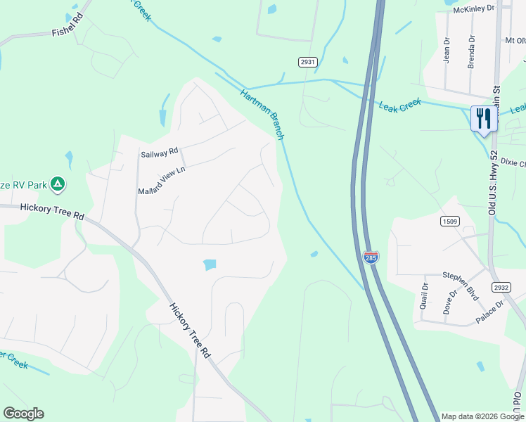 map of restaurants, bars, coffee shops, grocery stores, and more near 680 Old Cypress Drive in Winston-Salem