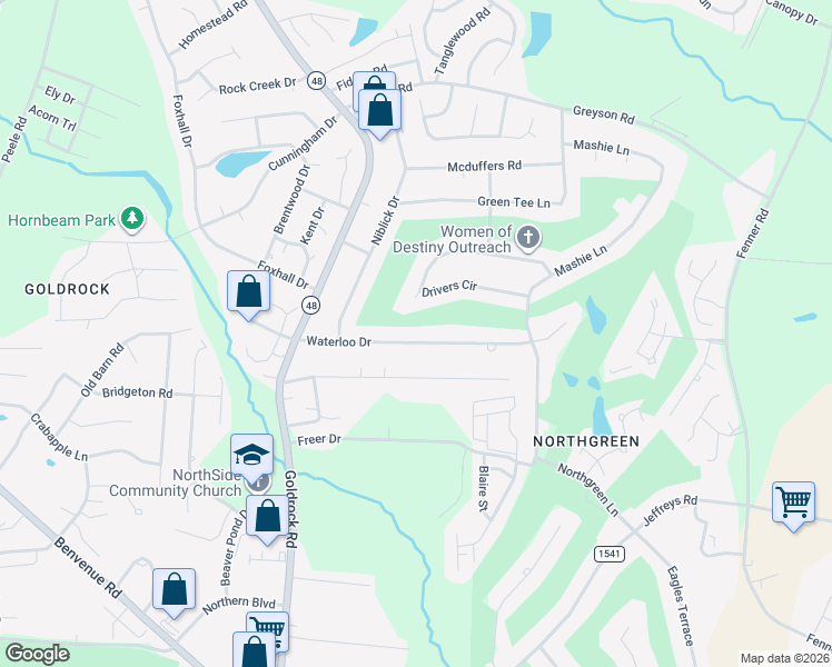 map of restaurants, bars, coffee shops, grocery stores, and more near 1240 Waterloo Drive in Rocky Mount