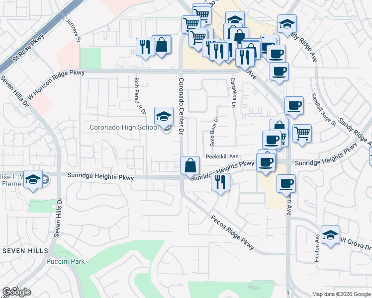 map of restaurants, bars, coffee shops, grocery stores, and more near 961 Wagner Valley Street in Henderson