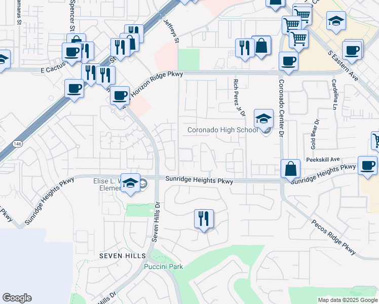 map of restaurants, bars, coffee shops, grocery stores, and more near 936 Osterville Street in Henderson